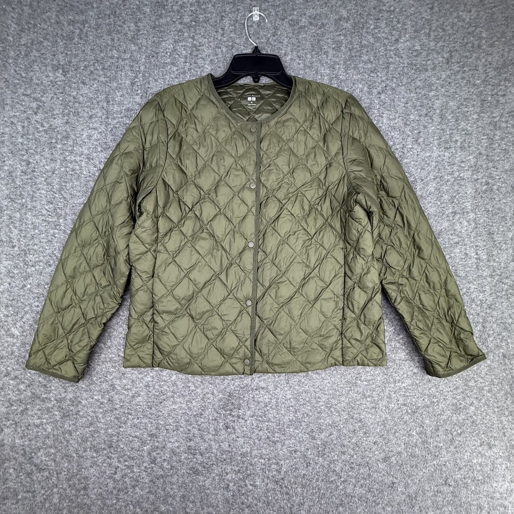 Uniqlo Puffer Jacket‎ Womens XL Olive Green Warm Padded Liner Water Repellent